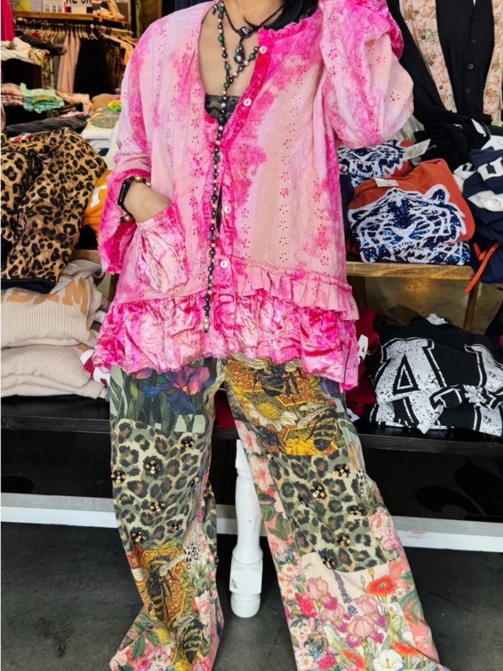 A Rare Bird Pink Ruffled Button Front Jacket - Picture 2 of 3
